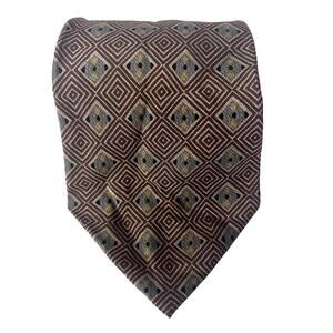 Vintage HOUSE OF STUART Necktie Hand Made Silk Tie - Geometric Brown/Gray